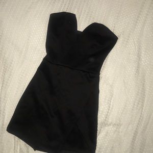 Strapless Black V-Neck Romper